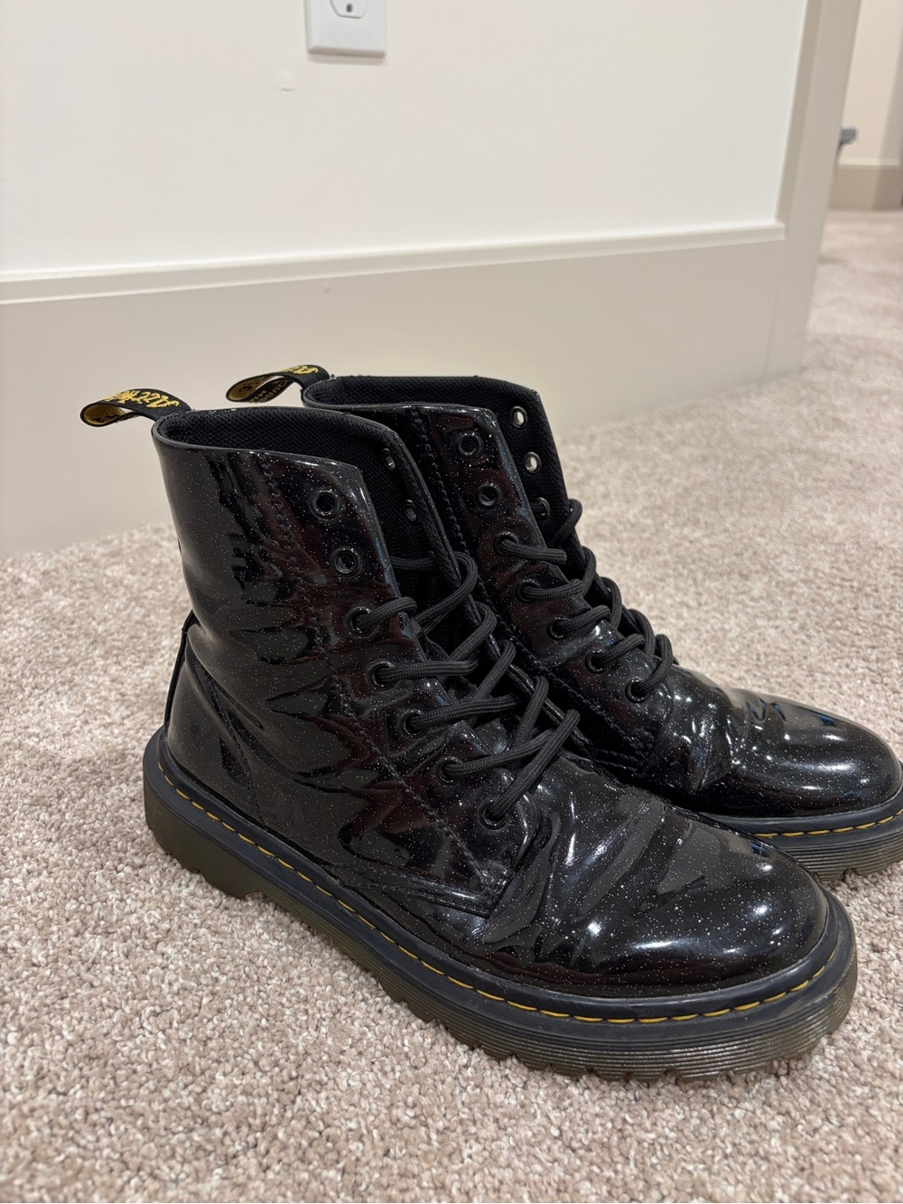 Limited edition Dr. Martens Black Sparkly Lace-Up Boots